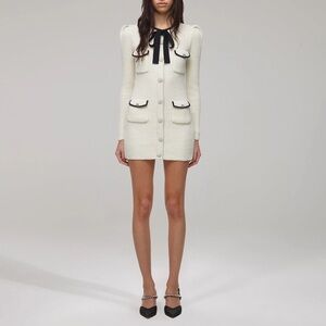 Self-Portrait | Ivory Lurex Knit Dress - S
